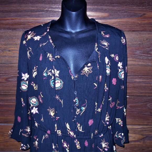 NEW OLD NAVY BLUE FLORAL DRESS. SZ L - Picture 1 of 8